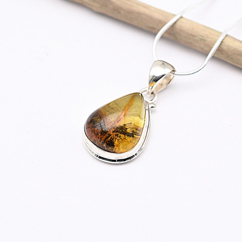 Pendentif "Renforcement" en Ambre, ARGENT 925 : AMB1