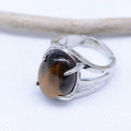 Bague "Confiance" Cabochon ovale en Oeil-de-Tigre (réglable)
