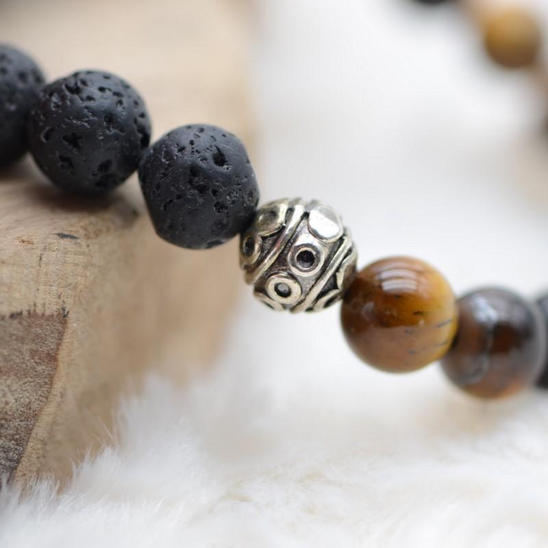 Bracelet "Protection et Confiance" Wing Chun en Oeil-de-Tigre & Pierre de Lave - lespierresdubienetre