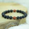 Bracelet "Réussite et Argent" en Pierre de Lave et Jaspe Rouge Dépoli