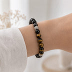 Bracelet "Triple" en Hematite, Oeil-de-Tigre et Obsidienne