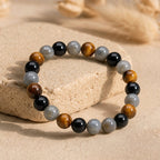Bracelet "Confiance et Protection" Mix en Labradorite, Œil de Tigre & Tourmaline Noire
