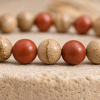 Bracelet "Articulations" Mix en Jaspe Rouge & Jaspe Paysage