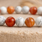 Bracelet "Anti-Tabac" Mix en Howlite & Cornaline