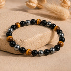 Bracelet "Protection Triple" en Hematite, Oeil-de-Tigre et Obsidienne