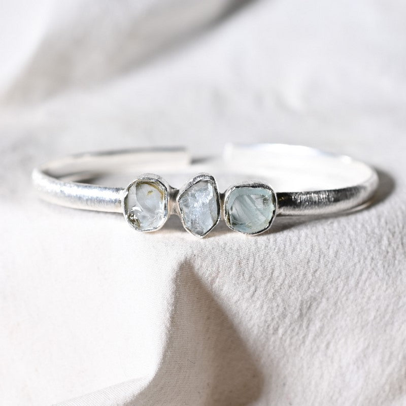 [PIÈCE EXTREMEMENT RARE] Bracelet en Aigue Marine AAA Argent REF:AI6