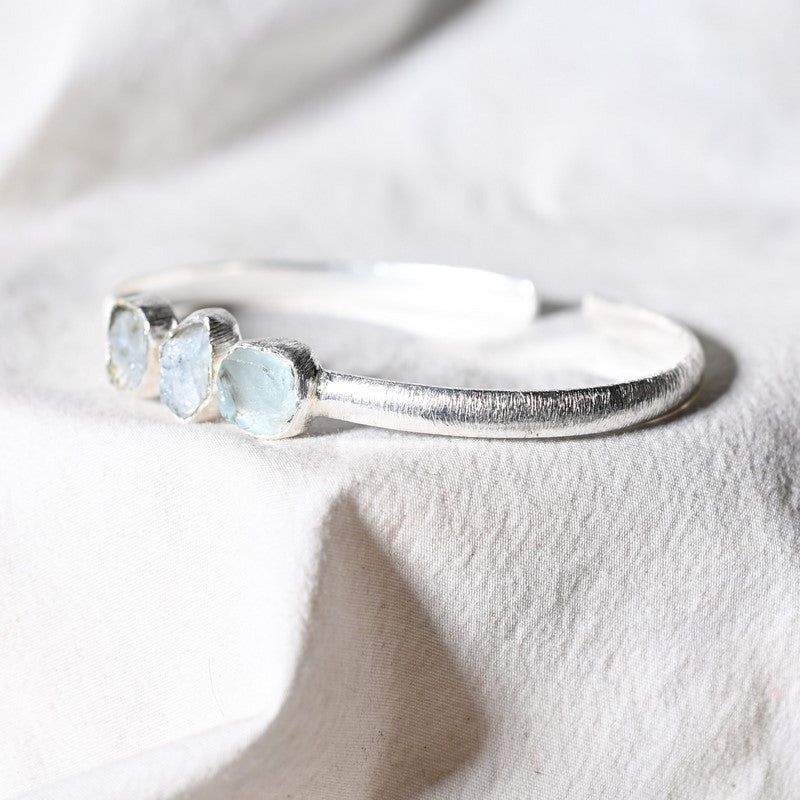 [PIÈCE EXTREMEMENT RARE] Bracelet en Aigue Marine AAA Argent REF:AI6