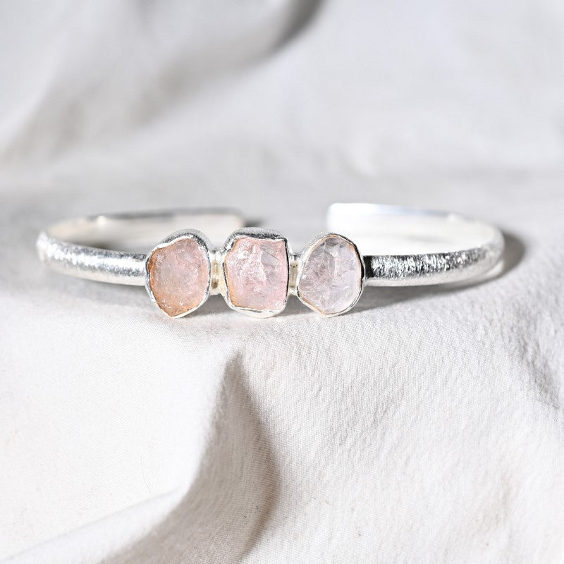 [EXTREMEMENT RARE] Bracelet en Morganite AAA Argent REF:M5