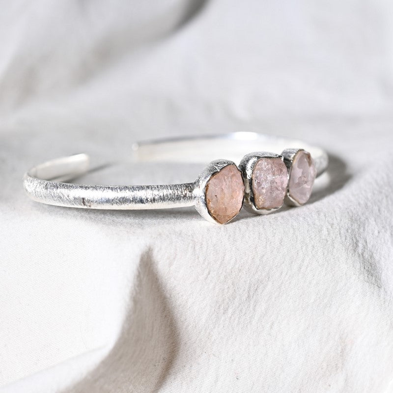 [EXTREMEMENT RARE] Bracelet en Morganite AAA Argent REF:M5