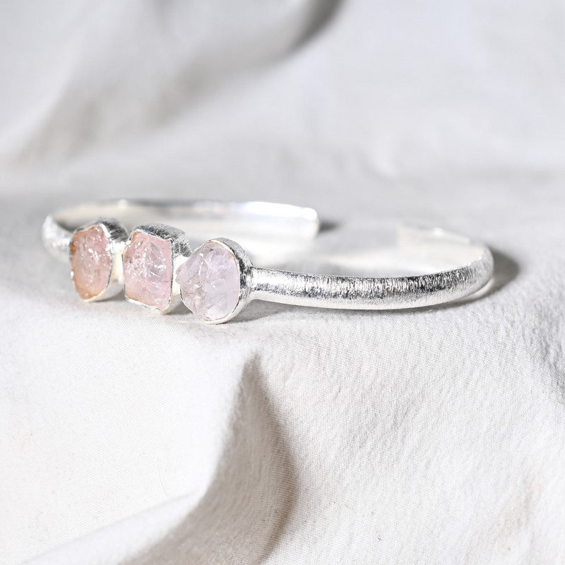 [EXTREMEMENT RARE] Bracelet en Morganite AAA Argent REF:M5