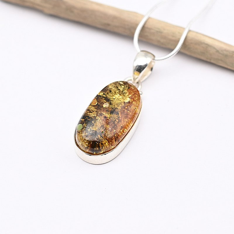 Pendentif "Renforcement" en Ambre, ARGENT 925 : AMB7