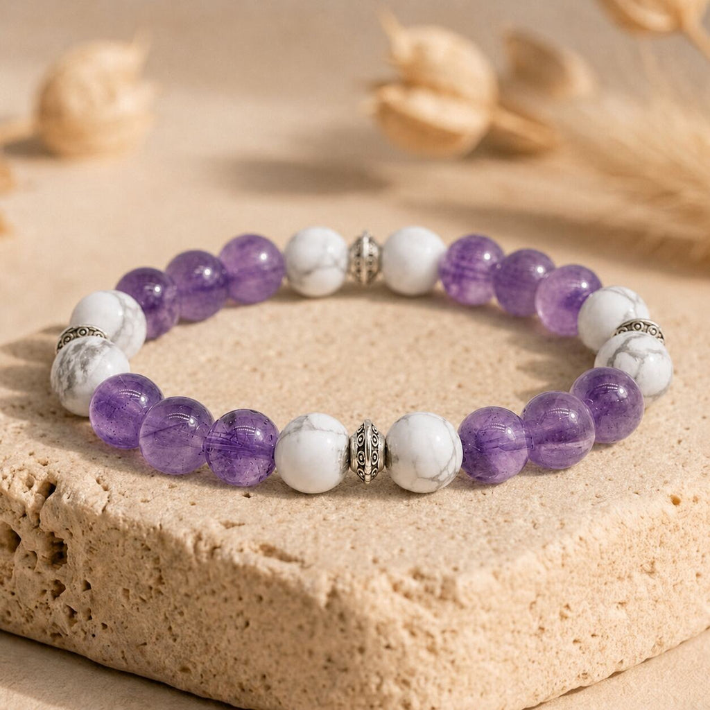 Bracelet "Anti-Stress" en Améthyste & Howlite