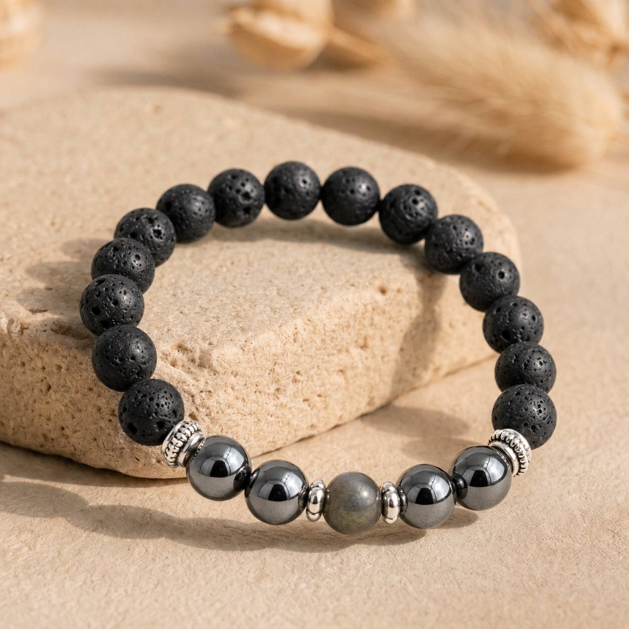 Bracelet "Réussite et Argent" en Hematite & Pyrite