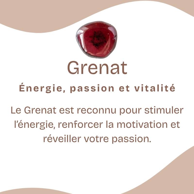 Bracelet "Assurance" en Grenat (Coeur en Quartz)