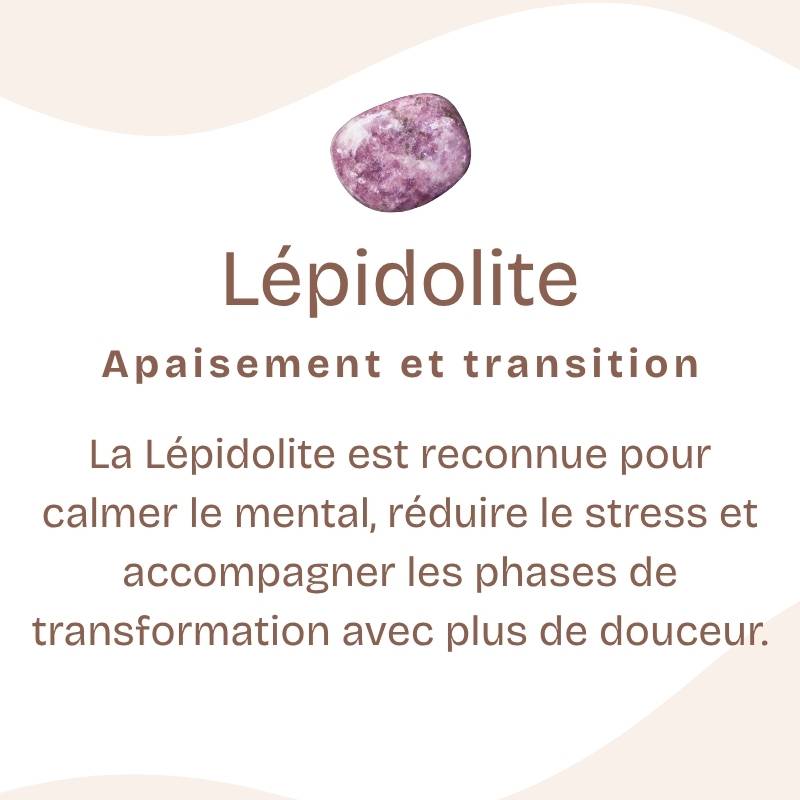 Bracelet "Éveil" en Lépidolite (Coeur en Quartz)