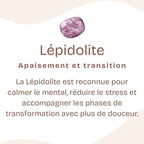 Bracelet "Éveil" en Lépidolite (Coeur en Quartz)