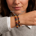 Bracelet "Oeil Triple" en Oeil-de-Tigre/Taureau/Céleste