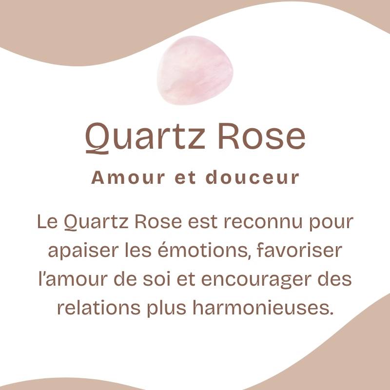 Bague "Amour" Ovale en Quartz Rose (réglable)