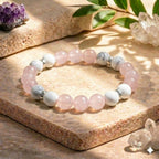 Bracelet "Anti-Douleurs" en Quartz Rose & Howlite