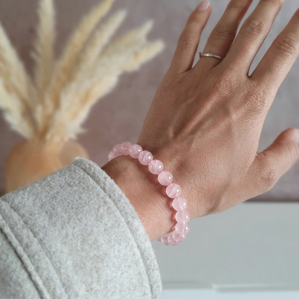 Bracelet "Amour" en Quartz Rose