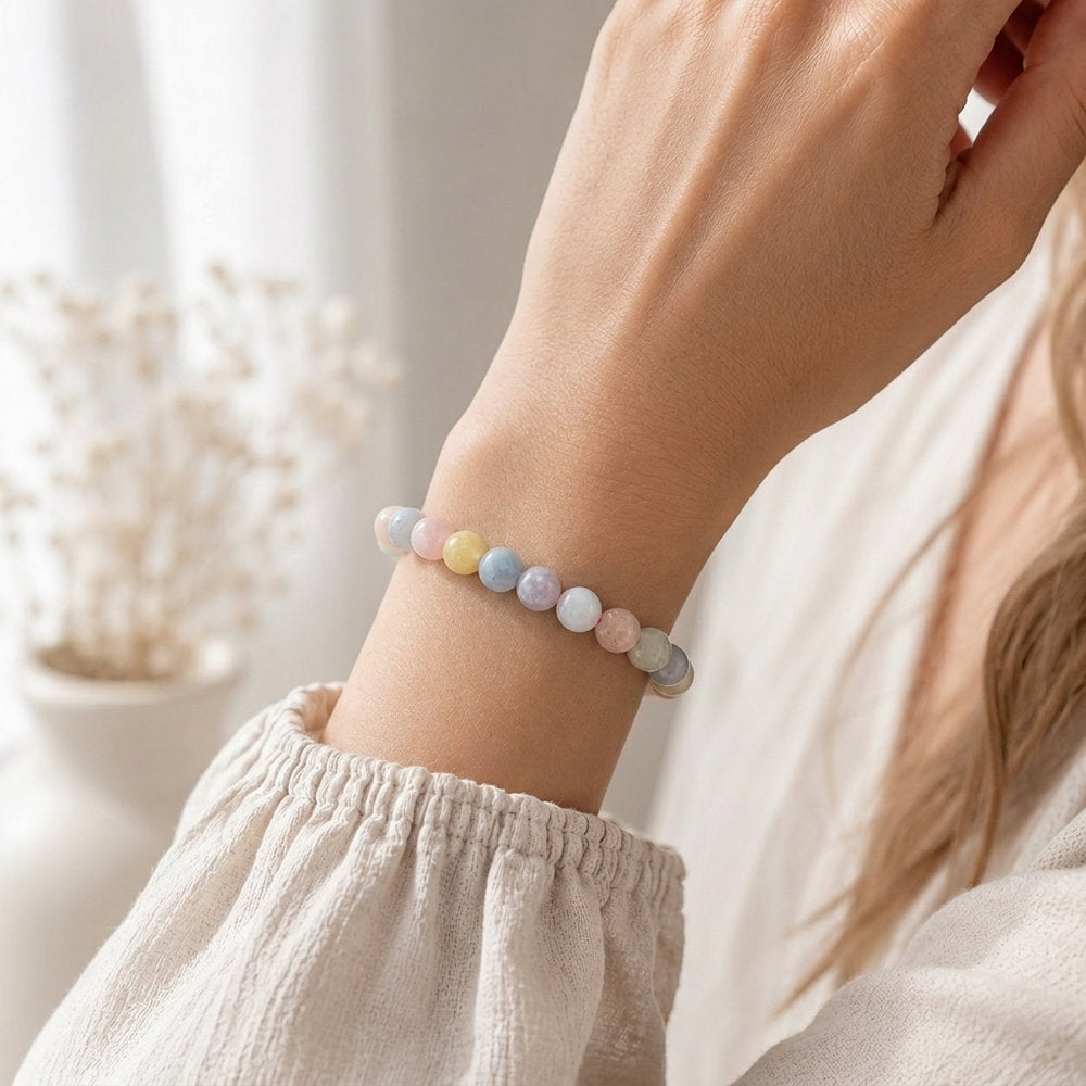 Bracelet "Attirance" en Morganite & Aigue-Marine