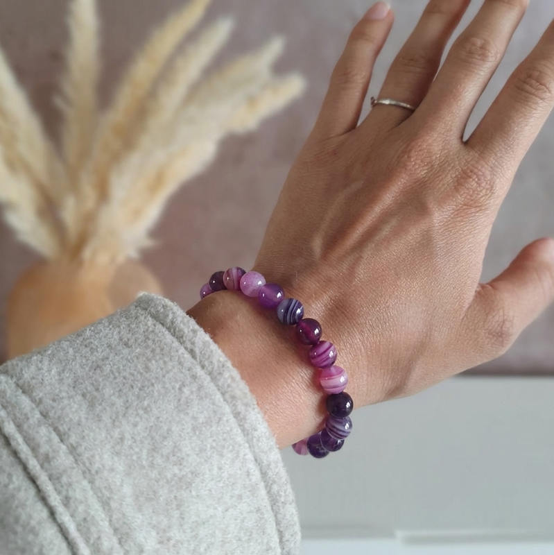 Bracelet "Spiritualité" en Améthyste & Agate Violette