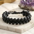 Bracelet "Force Mentale" en Agate Noire - Homme