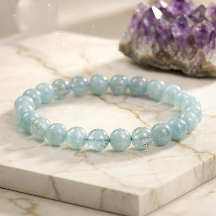 Bracelet "Bonheur" en Aigue-Marine