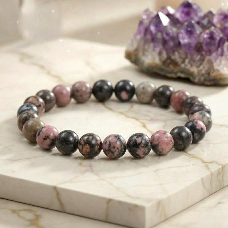 Bracelet "Soin" en Rhodonite De Madagascar