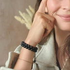 Bracelet "Force Mentale" en Agate Noire - Homme
