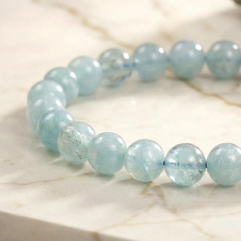 Bracelet "Bonheur" en Aigue-Marine