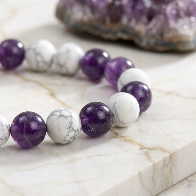 Bracelet "Anti-douleurs" en Howlite & Améthyste