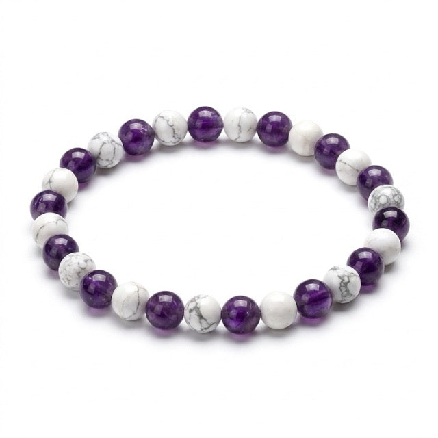 Bracelet "Anti-douleurs" Mix en Howlite et Améthyste