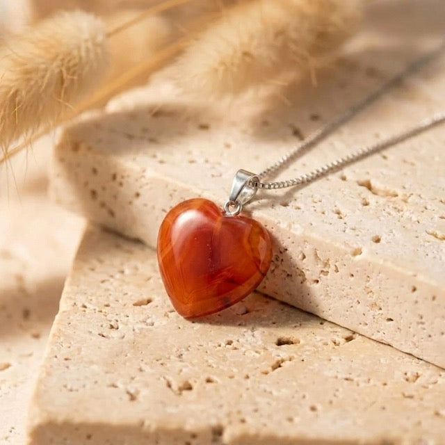 Pendentif "Ancrage Doux" Coeur en Cornaline