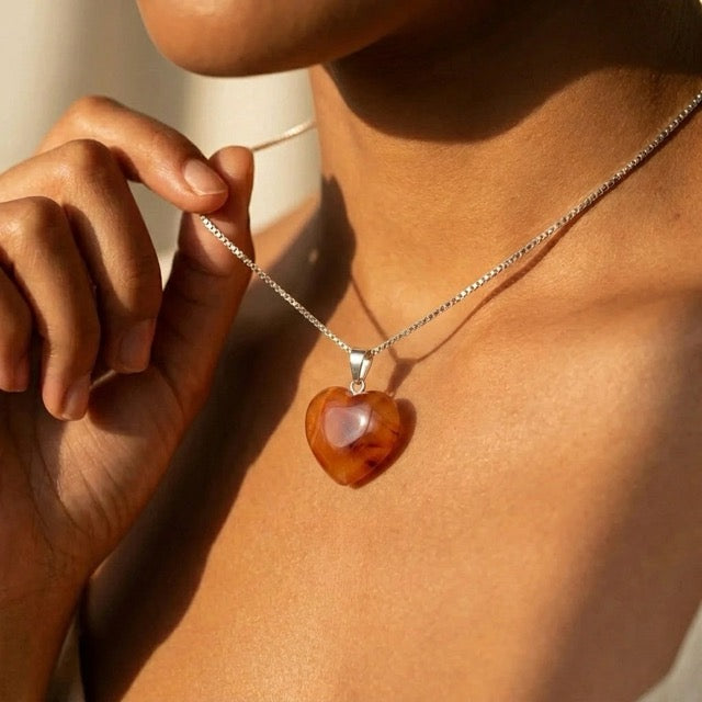 Pendentif "Ancrage Doux" Coeur en Cornaline
