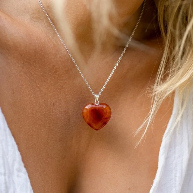 Pendentif "Ancrage Doux" Coeur en Cornaline