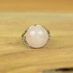 Bague "Amour" Cabochon ronde en Quartz Rose - lespierresdubienetre