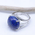 Bague "Contrôle" Cabochon ronde en Lapis Lazuli (réglable)