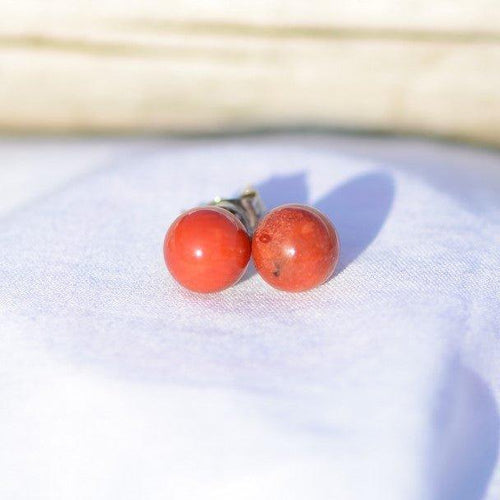 Boucles d'oreilles "Intuition" en Corail Rouge (Argent 925) - lespierresdubienetre