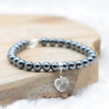 Bracelet "Dissipation" en Hématite (Cœur en Quartz)