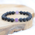 Bracelet "Sommeil" en Améthyste et Pierre de Lave