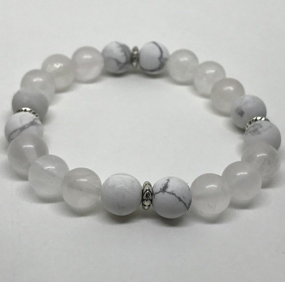 Bracelet "Tendresse et Patience" en Quartz Rose & Howlite Dépolie - lespierresdubienetre